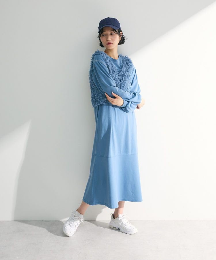 Повседневный комплект из 2 предметов: жилет, сшитое платье для светло-голубого [Green Parks] + Женщины, подобранные по цвету,