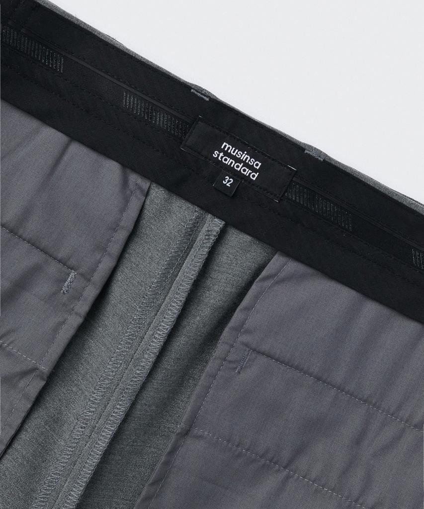 MUSINSA STANDARD Relaxed Tapered Hidden Banding Crop Slacks [Melange Gray]