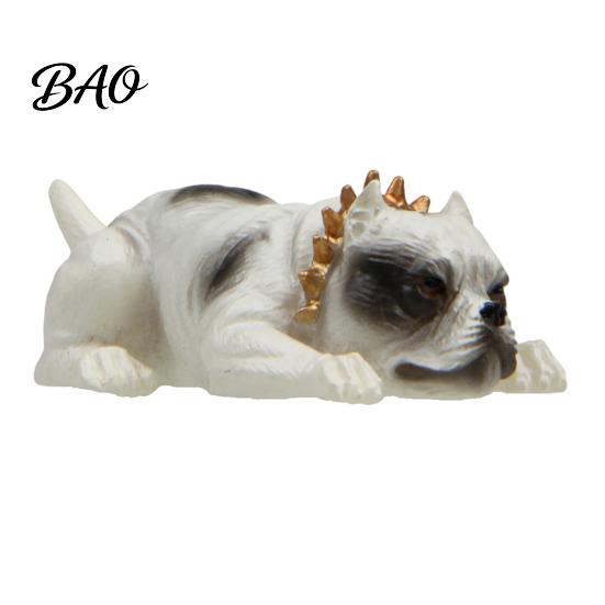 Resin Dog Figurine American Bully Car Dashboard Ornament, Pitbull with Collar, Bulldog Statue Realistic Breed for Interior Home Office Desk