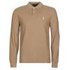 Polo Solid Color Polo Collar Straight Fit Long Sleeve Polo Shirt Men Tops Camel 710680790-100