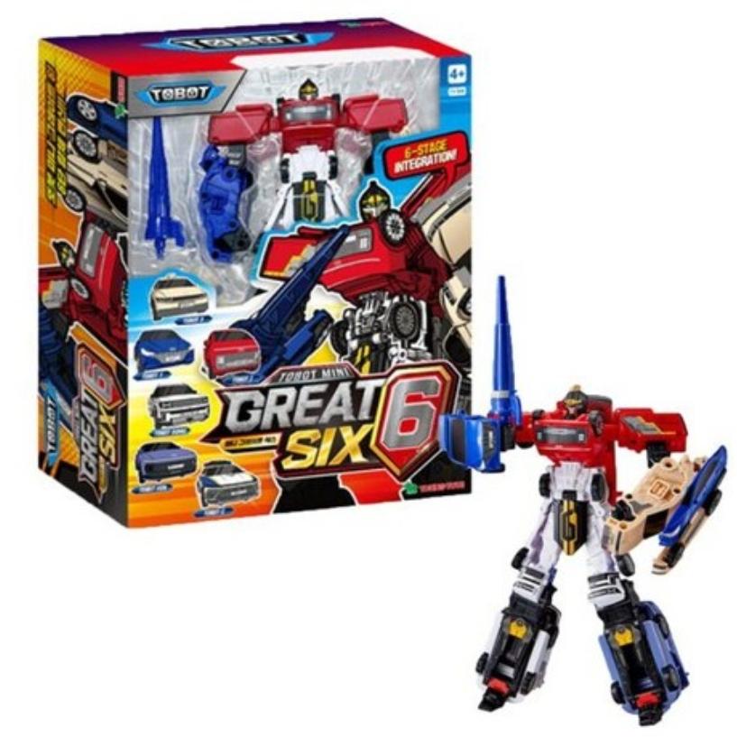 Young Toys Миниатюрная/большая фигурка трансформирующегося робота Tobot Great Six