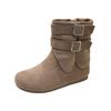 Fashion Suede Booties Autumn New Round Toe Sleeve Metal Buckle Non-Slip Wear-Resistant Flats