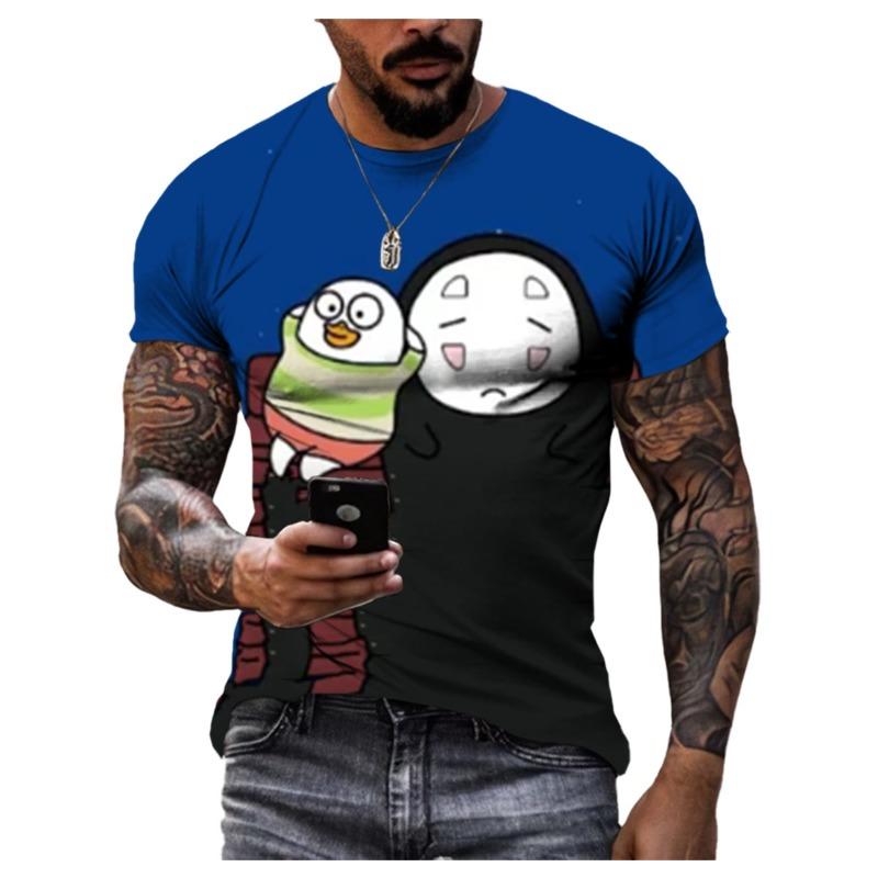 3D цифровой принт хип-хоп кот мультяшное животное мужской характер тренд стиль Харадзюку мода удобный быстросохнущий короткий рукав топ