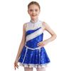 Girls Cheerleading Dress Sleeveless Round Collar Shiny Sequins Patchwork Design with Hidden Back Zipper Dance Costume