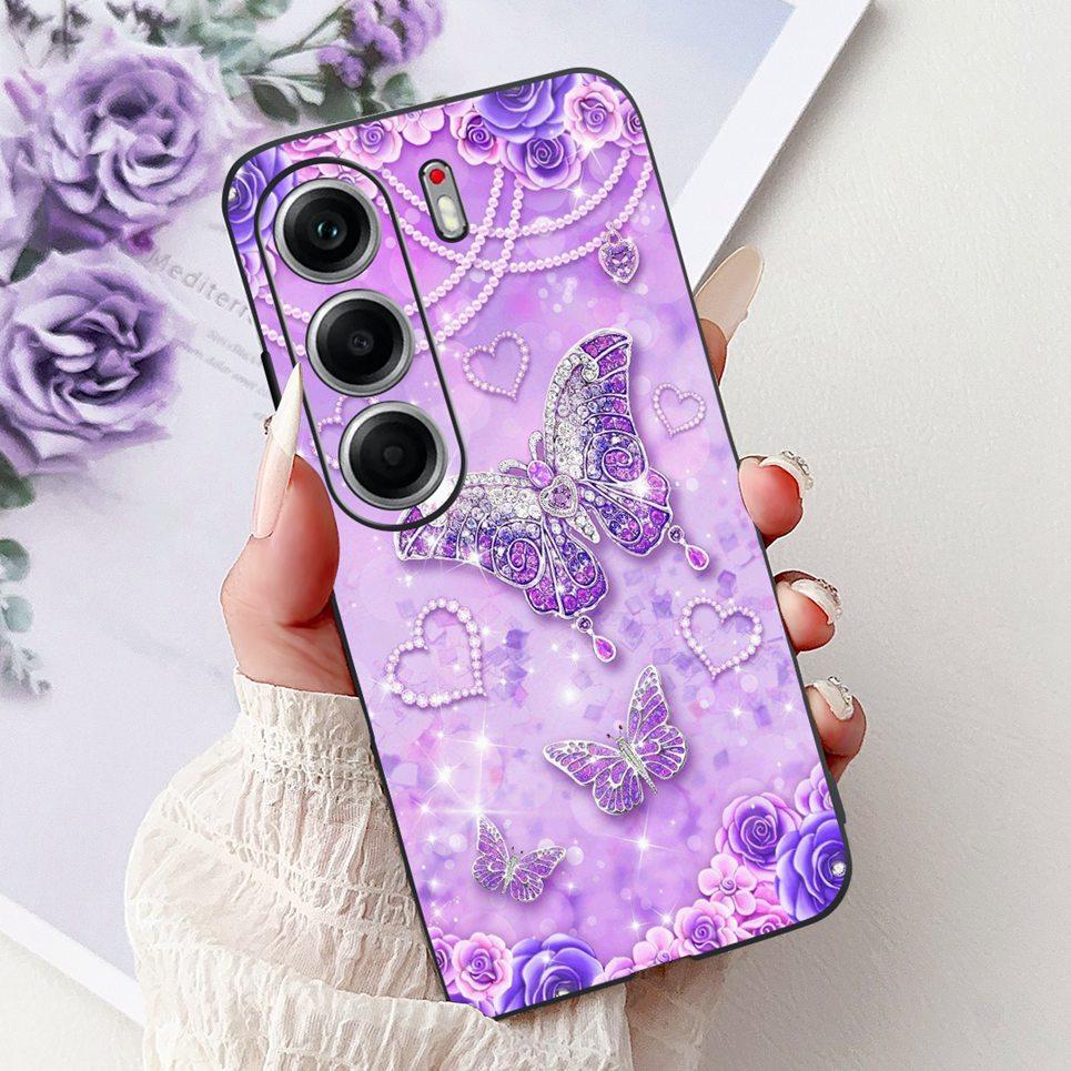 Чехол для телефона Tecno Camon 40 Pro 5G CM7 Camon40 40Pro Роскошный Бабочка Цветок Девичий 2D Печатный Корпус Мягкая Матовая ТПУ Задняя Крышка