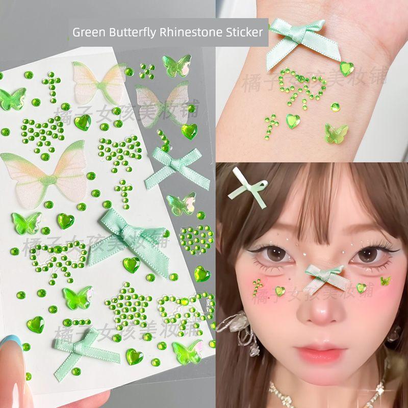 Music Festival Makeup Face Pasters Butterfly Ornament Star Moon Stick-on Crystals Concert Face Sticker Ornament Ornament Rhinestone Bright Diamond