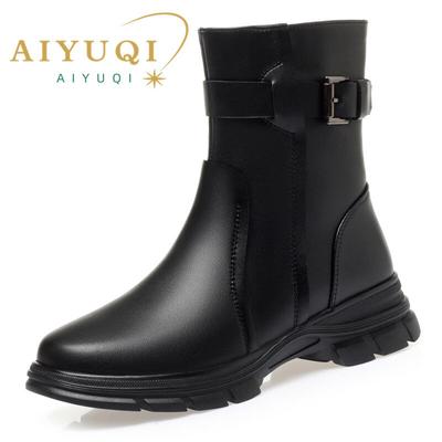 Женские ботинки, зимняя обувь, женские ботинки из натуральной кожи в британском стиле, большие размеры, шерстяные теплые женские зимние сапоги