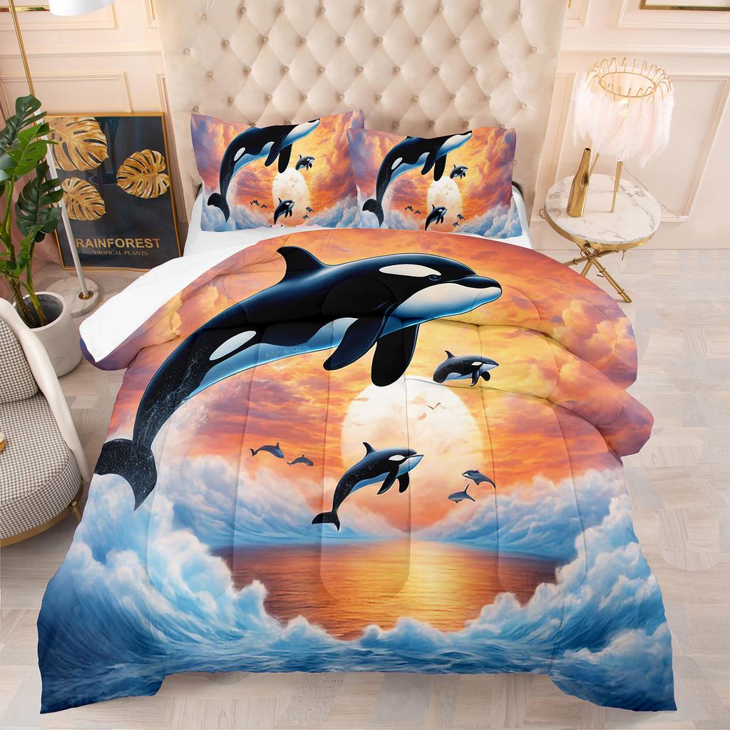 Comforter Sea Animals Theme Theme Home Comforter Quilted Blanket Goose Down Duvet King Queen 3D Blanket Size Twin