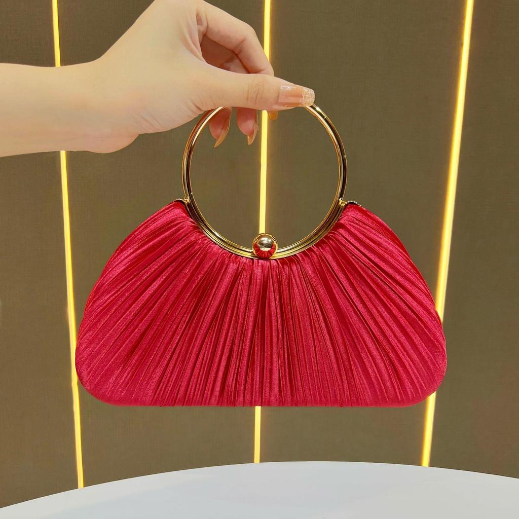 "Pleated Evening Handbag: Small Crossbody for Banquets & KTV"