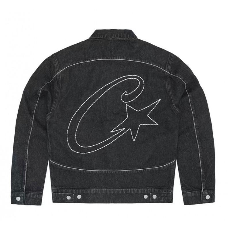 American Streetwear Island Print Unisex Denim Jacket Pants Set Casual Jeans