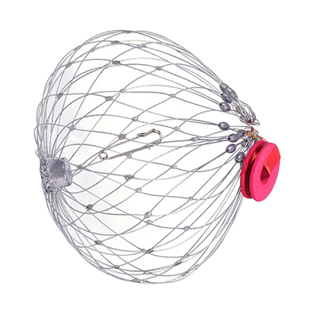 Saltwater Fishing Crab Trap Stainless Steel Cage Adjustable Crab Trap Cage With Auto Deploying Fishing Gear Accessory