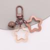 Hollow Five-Pointed Star Bell Pendant Car Hanging Keychain Candy Color Bag Keyring Diy Jewelry Making Key Ring For Women Girl
