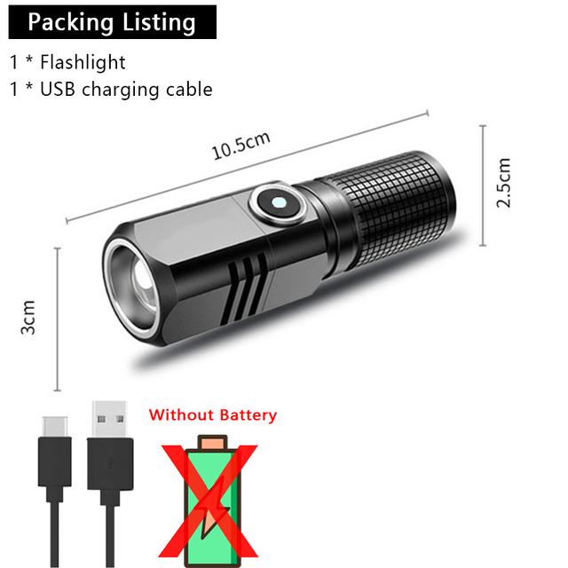 Powerful Led Flashlight XHP50 4 Core Battery Shot Long-cut Smart Type-c Rechargeable Flash Light EDC Torch Lamp For Camping