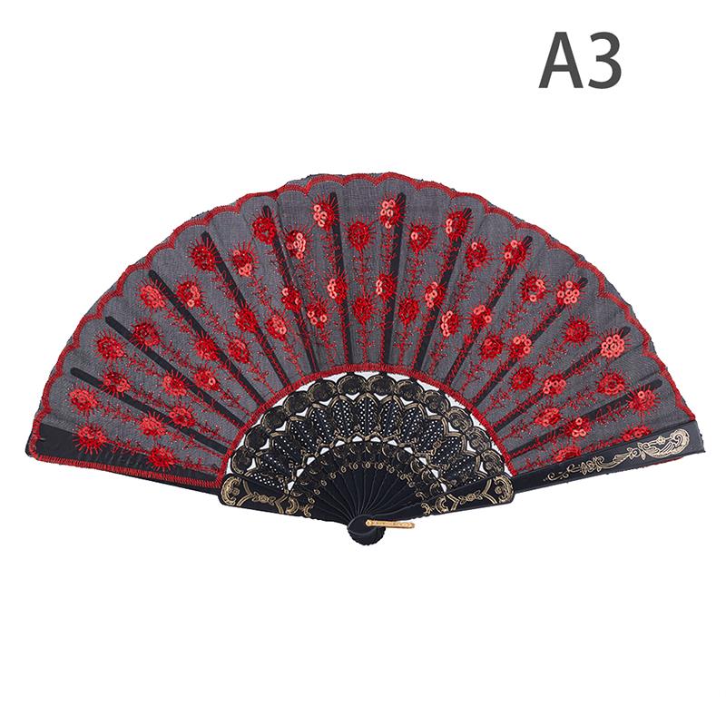 Радужный цветной танцевальный веер с узором павлина, складной ручной вышитый веер с пайетками