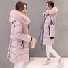 Women Winter  Hooded Long Jacket Elegant Parka Fashion Letter Patch Zipper Pockets Design  Slim Warm Thick Women Coats