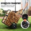 Firewood Log Cart, 113.4 kg Load Capacity, Outdoor and Indoor Wood Rack Storage Mover with Pneumatic Rubber Wheels, Heavy Duty Steel Dolly Hauler,