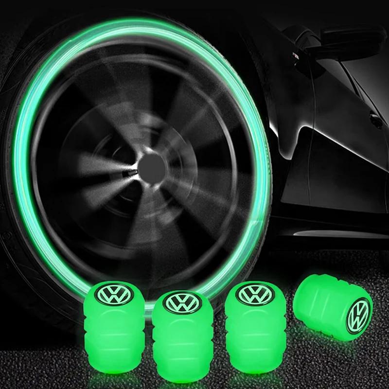4 шт. Светящиеся колпачки на ниппель колеса автомобиля с логотипом Volkswagen VW Golf GTI Tiguan Jetta Transporter Passat T5