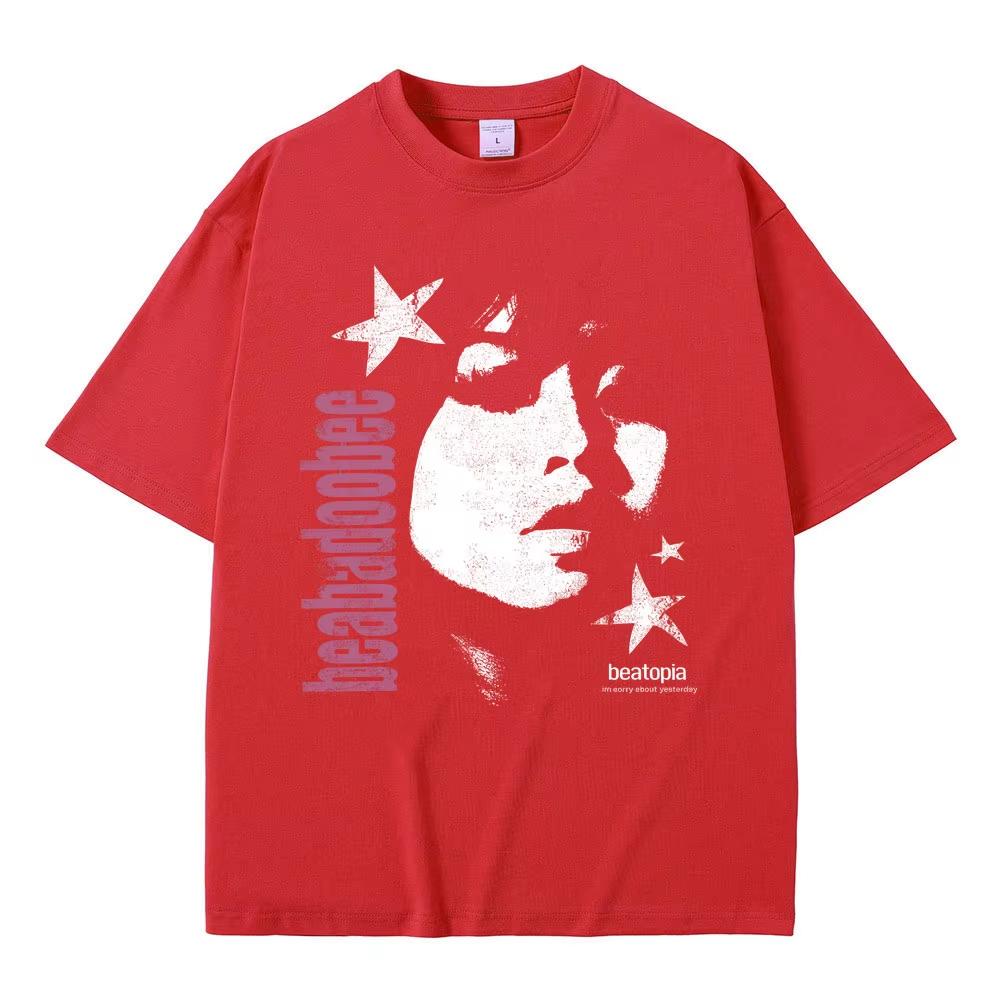 Beabadoobee Face Graphic Print Unisex Hip‑Hop Fashion Pop‑Music Casual Pure Short‑Sleeve Streetwear Short‑Sleeve Women And Men T-Shirt