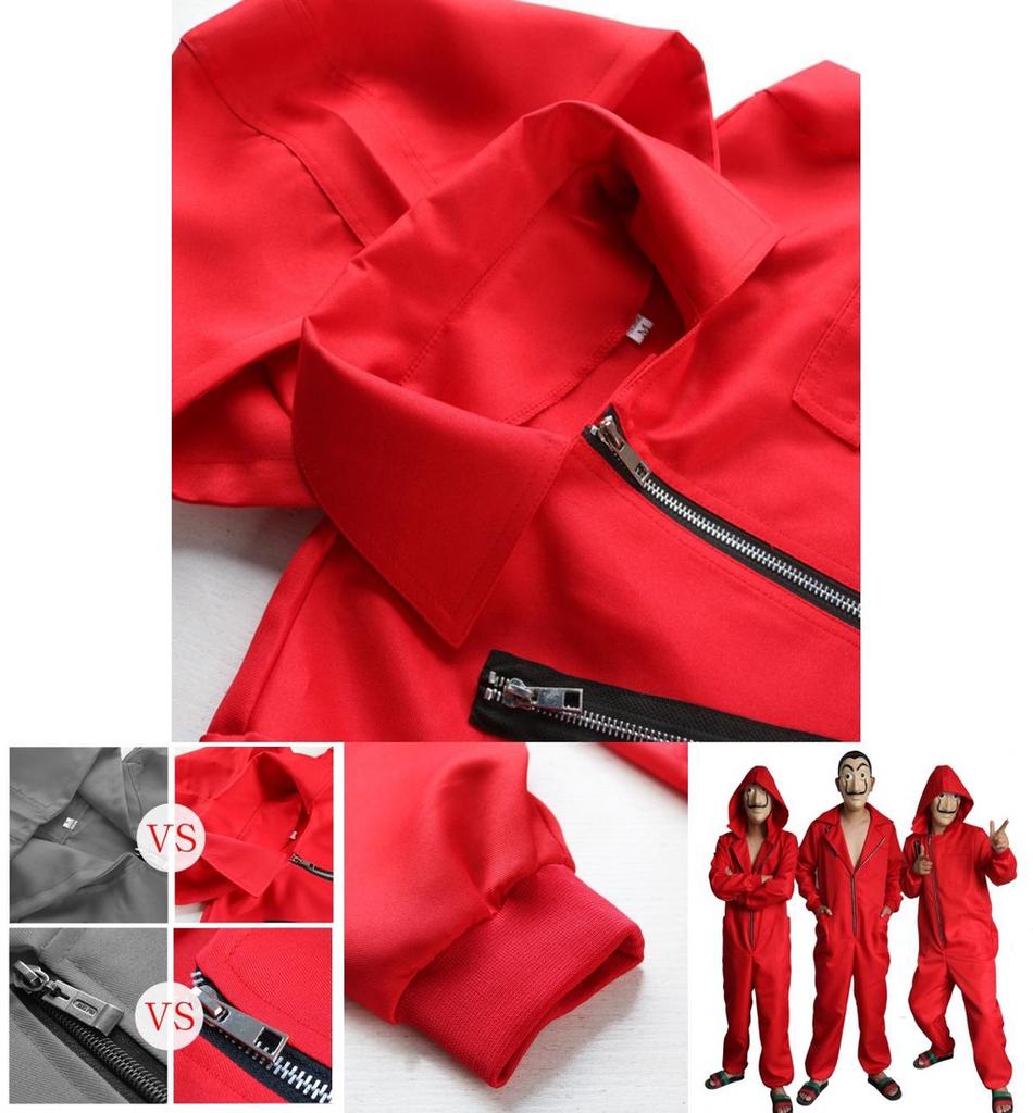 Fashionable Salvador Dali La Casa De Papel Costume For Adults In Vibrant Red Color