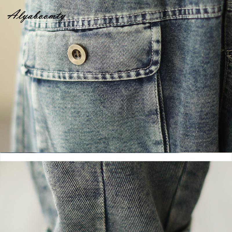 Plus Size Autumn Winter Casual Loose Harem Jeans Elastic Waist Washed Cotton Vintage Jeans Korean Fashion Stylish Denim Trousers With Belt