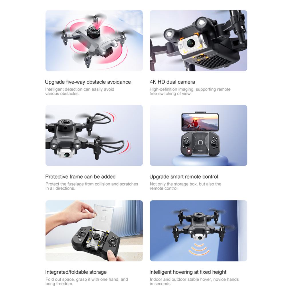 Дрон с дистанционным управлением и двойной камерой Камера 4K Предотвращение препятствий Отслеживание полета Жест Фото Видео