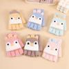 Winter Children's Gloves Crystal Mink Cartoon Student Half Finger Flip Warm 4-10 Years Old Children's Gloves