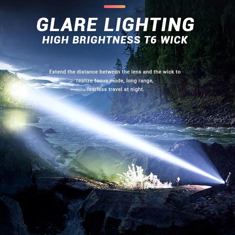 Solar Flashlight 3 Light ModeType-C Rechargeable Super Bright Torch with 1200Mah Battery Outdoor Camping Search Lantern