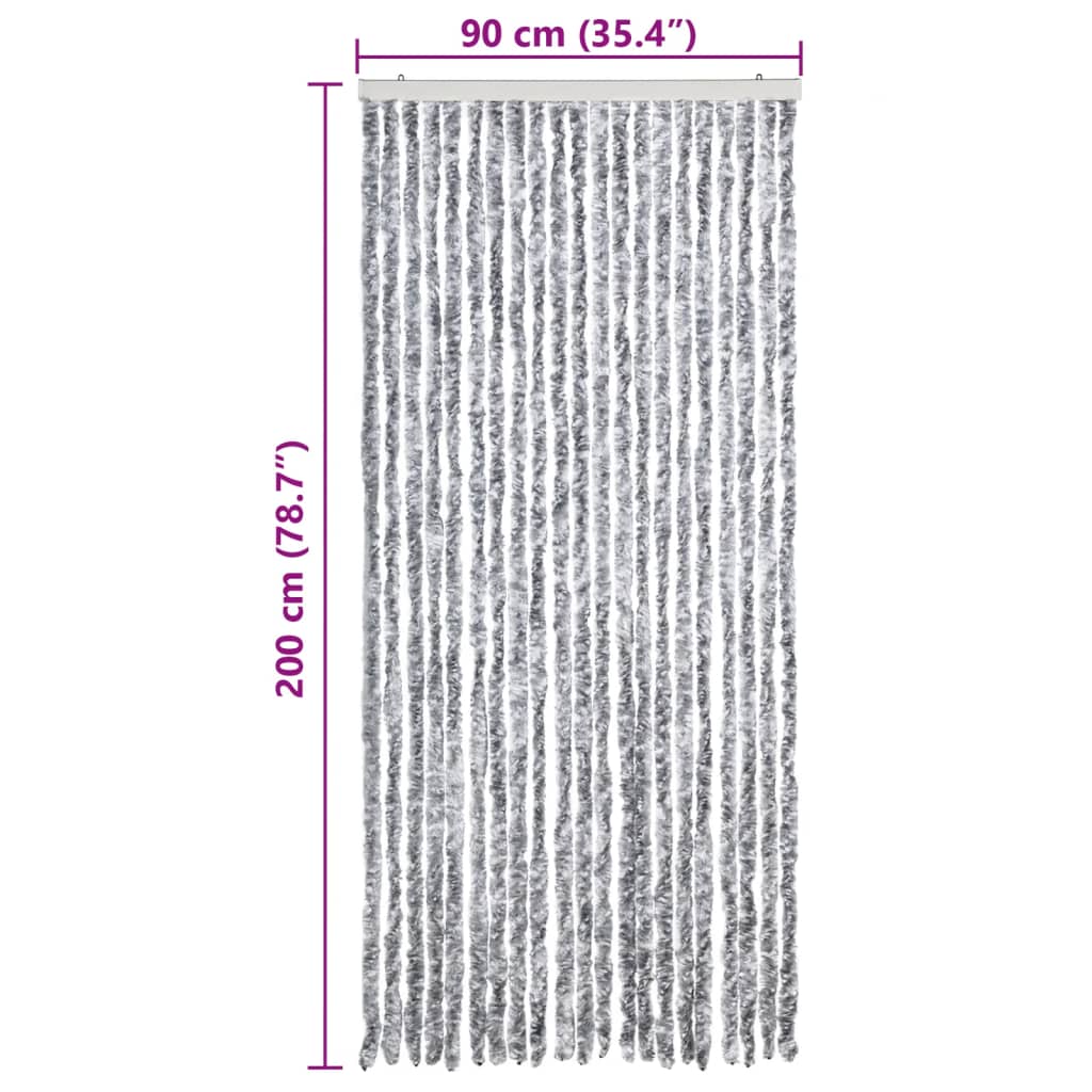Insect Protection Curtain White and Gray 90 x 200 cm Chenille