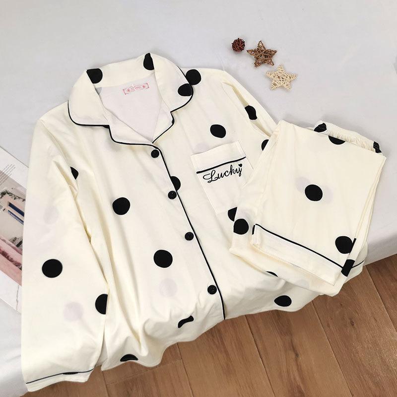 Женская пижама из двух частей, весенне-осенняя японская пижама, женские брюки из искусственного хлопка с длинными рукавами, комплект домашней одежды