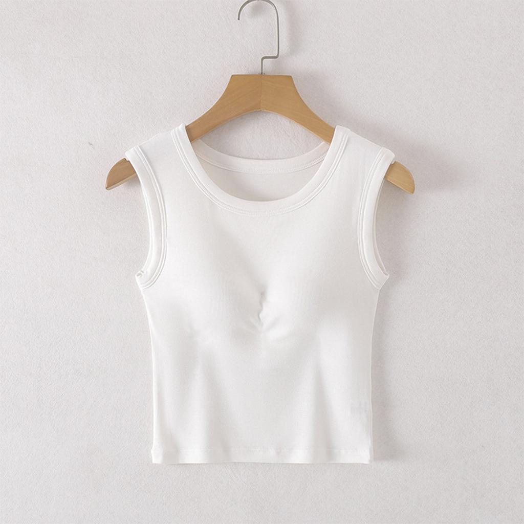 Женский жилет с подушечками на груди, на широких бретелях, с круглым вырезом, костюм для йоги, нижнее белье, базовый слой