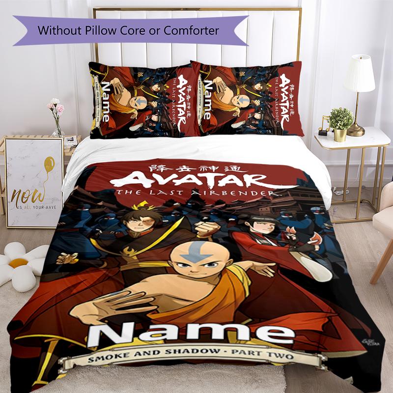3pcs Custom Name Avatar The Last Airbender Bedding Set Duvet Cover Closure Includes 1 Duvet Cover & 2 Pillowcases for All Seasons Bedroom Decor