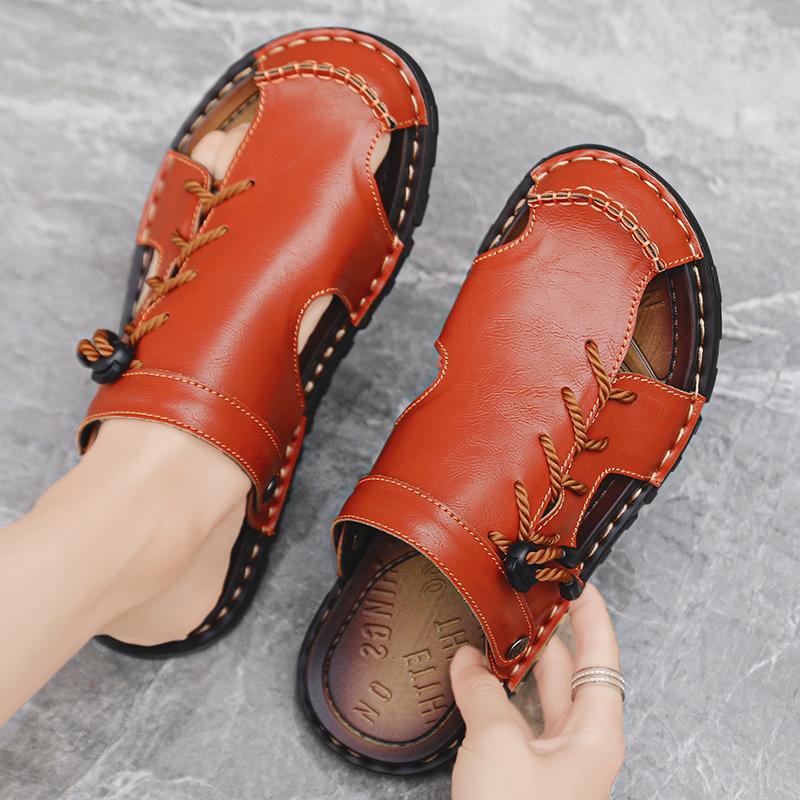 Fashion CYYTL Mens Slippers Casual Summer Shoes Beach Sandals Outdoor Slides Leather Walking Comfort Luxury Designer Fashion Lightweight