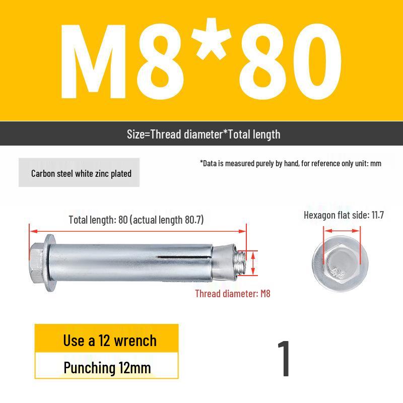Оцинкованный анкер-болт с шестигранной головкой и внутренней резьбой - M6/M8/M10/M12