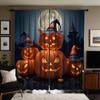 2pcs HD Moonlit Jack-o '-lantern Ghost Curtain Black Tie Digital Printed Curtain Home Decoration Style Decoration Living Room