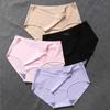 Женское бесшовное нижнее белье, трусики со средней талией, нижнее белье из ледяного шелка, дышащие удобные трусы, приятные для кожи трусы