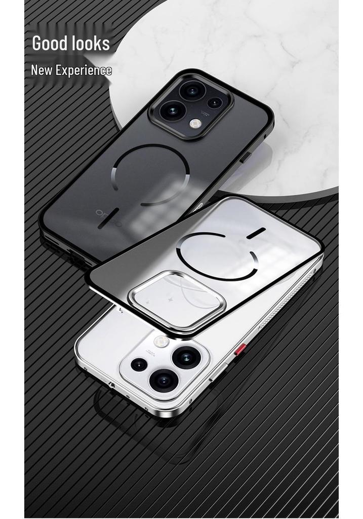 Совместимый металлический охлаждающий чехол Snap-On для Oppo Reno16 Pro - Матовая задняя панель с ощущением голого металла