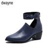 Blue Ankle Boots For Women Buckle Zipper Autumn Shoes Casual Leather Boots Bota Feminina  Boots Women Dfv6