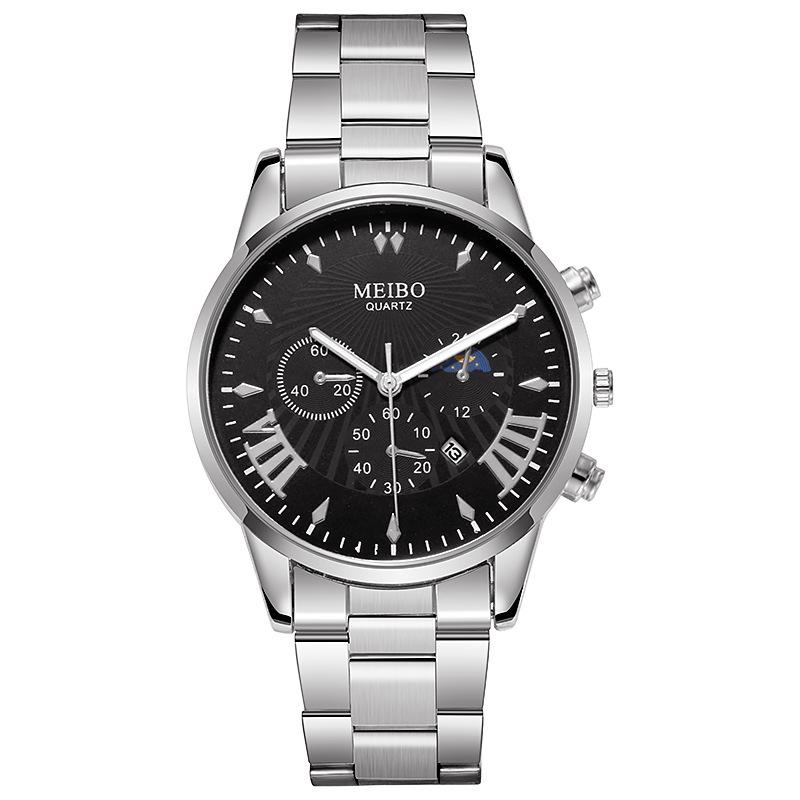Fashion Business Three-Eye Watch Steel Belt Versatile Leisure Outdoor Hand Watch Quartz Watch