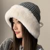 Winter Outdoor Fashion Knitted Hat Cute Bow Thickened Fluff Hat New Thermal Hat