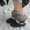 Fashion Sweet Lace Decoration Furry Suede Snow Boots Women 2025 Winter Thick Bottom Fluffy Fur Ankle Boots Warm Plush Designer Shoes
