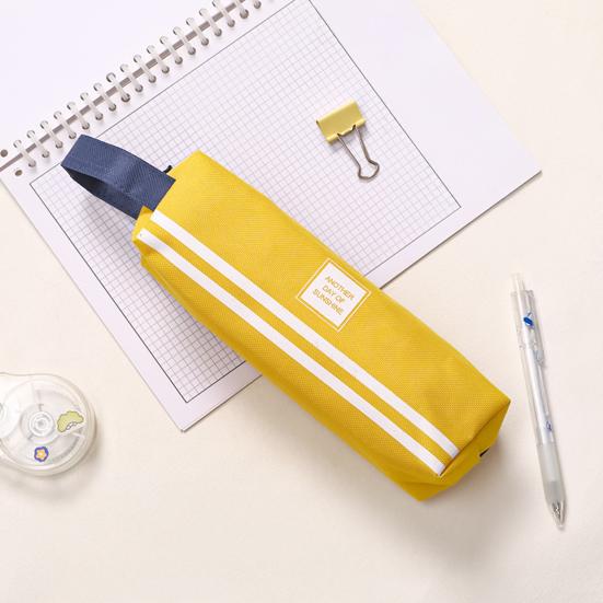 Portable Canvas Pencil Case with Handle Large Capacity Stationery Bag Student Pencil Organizer for Pens Markers Rulers Back-to-School Gifts