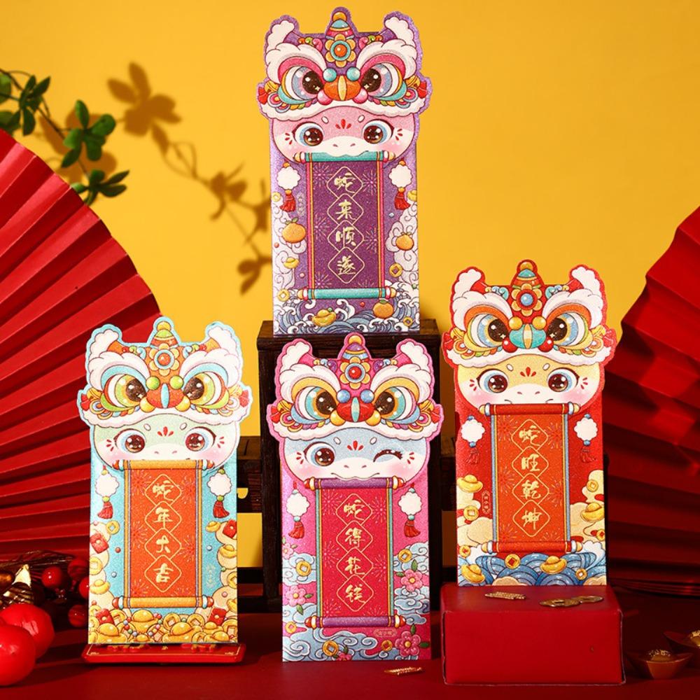 4pcs Chinese New Year Red Envelopes Cartoon Money Packet Creative Lucky Money Pockets Kids Gift