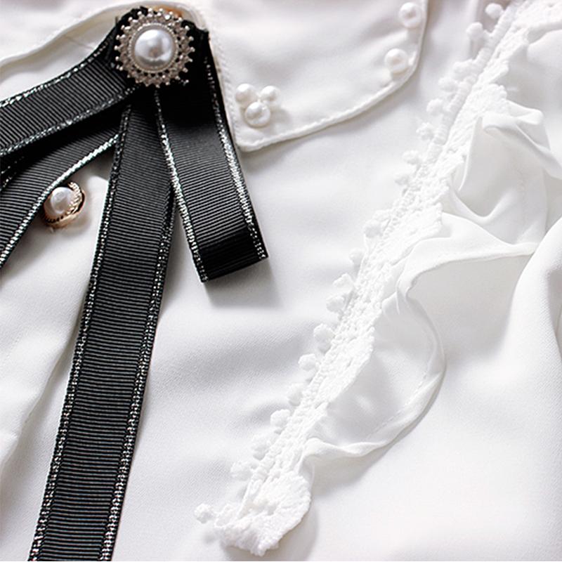 Весенние хлопковые блузки для девочек, однотонные белые топы с длинными рукавами, детская школьная одежда с лацканами, детские топы