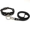 Choker Ring Collar PU Leather Black Silver [lalatia] Women's (Black & + Leash)