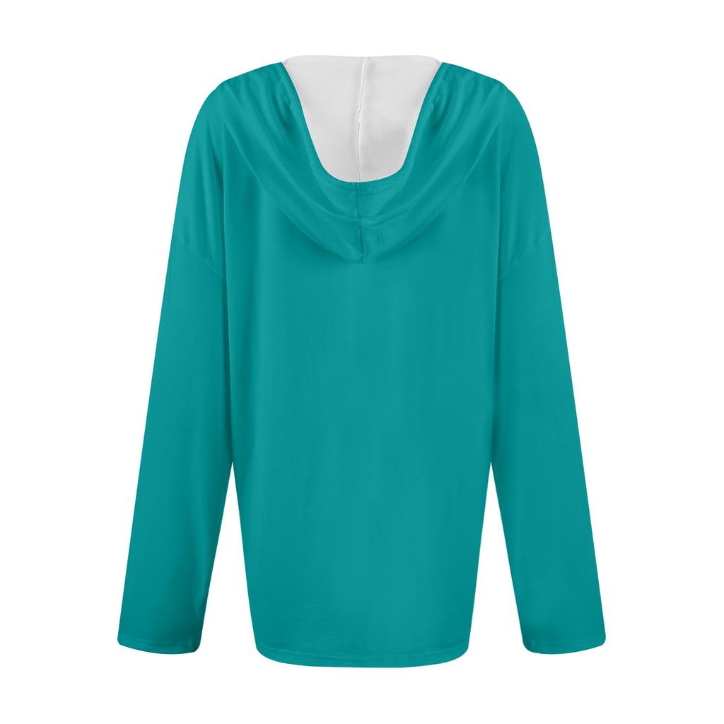 Women's Fashionable Casual Long Sleeved Solid Color Shoulder Hooded Top