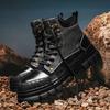 Нескользящие теплые зимние ботинки, новые классические мужские кожаные мотоциклетные ботинки, повседневная обувь для мужчин на открытом воздухе, модные ботинки на толстой подошве