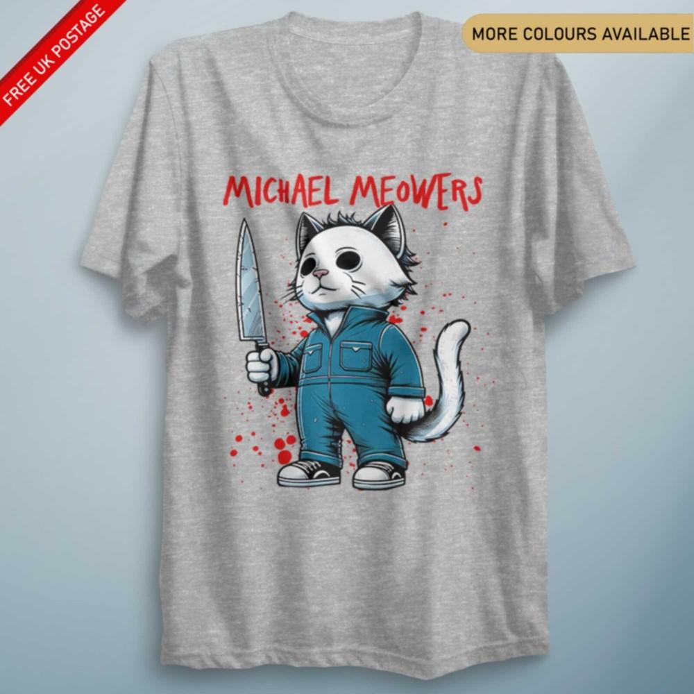 Michael Meowers Tee Halloween Horror Spooky Parody Halloween T Shirt Funny Cats