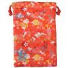 Senshishuin Nishijin Brocade Drawstring Bag (Lined) - Red Rabbit Design, Medium Size