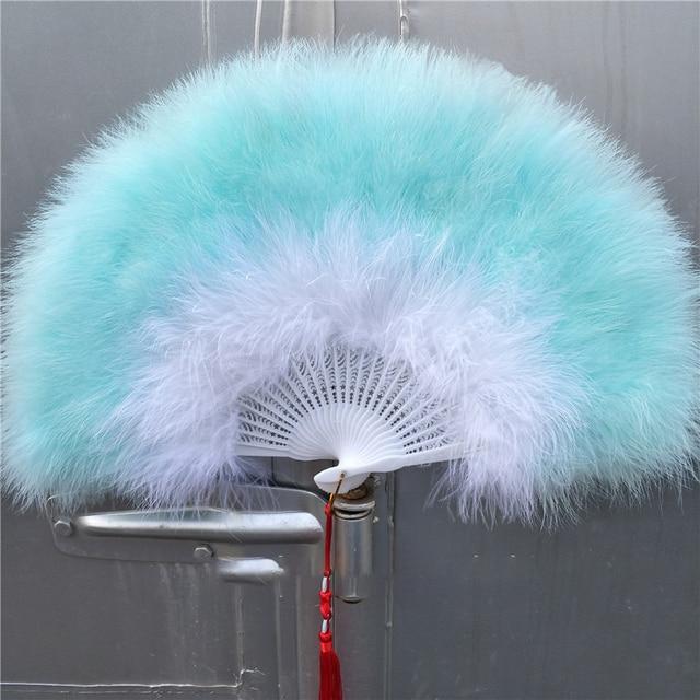 Складной веер с перьями Лолиты, японская милая фея, темно-готический придворный танец, ручной веер, художественный ремесленный подарок, украшение для свадебной вечеринки