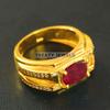 Ruby Oval Cut With 925 Sterling Silver Gold Plated Ring For Men's #B520 JL375684095927